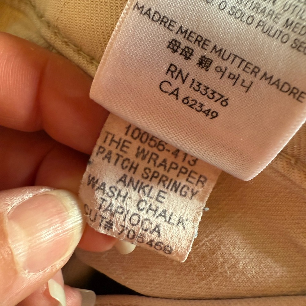 MOTHER Denim The Wrapper Patch Springy Ankle Jeans in Chalk Tapioca - Sz 30 - Picture 9 of 14